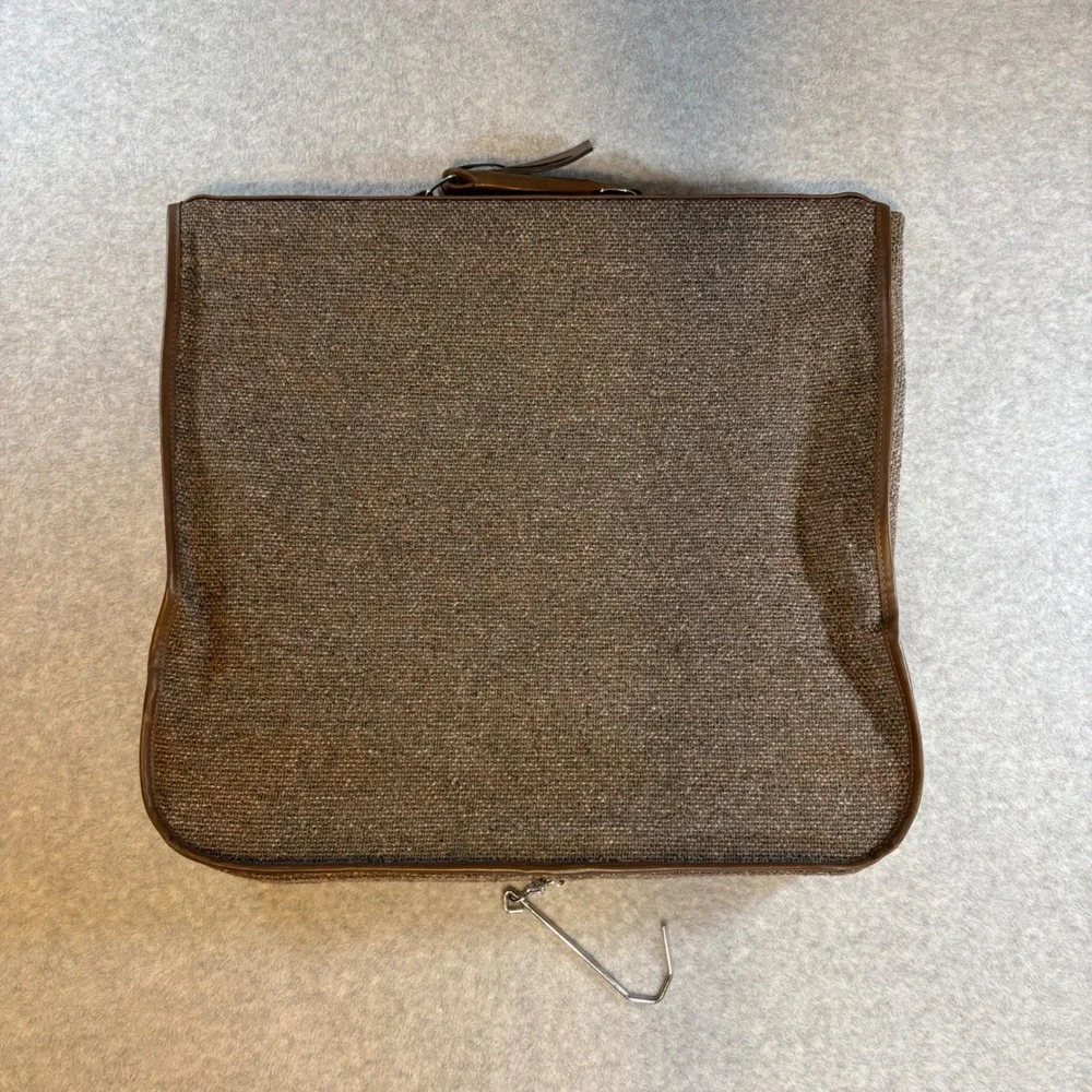 Jordache Garment Bag Unisex Brown Excellent Vintage‎ Tweed Folding Suit Carrier
